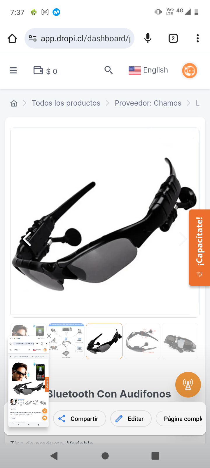 Lentes Bluetooth Con Audifonos
