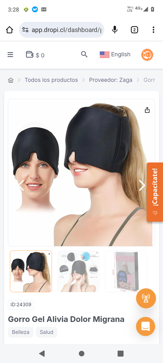 Gorro Gel Alivia Dolor Migrana