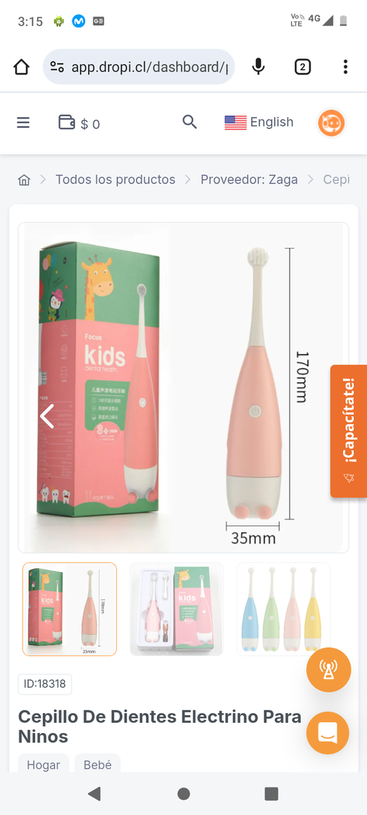 Cepillo De Dientes Electrino Para Ninos