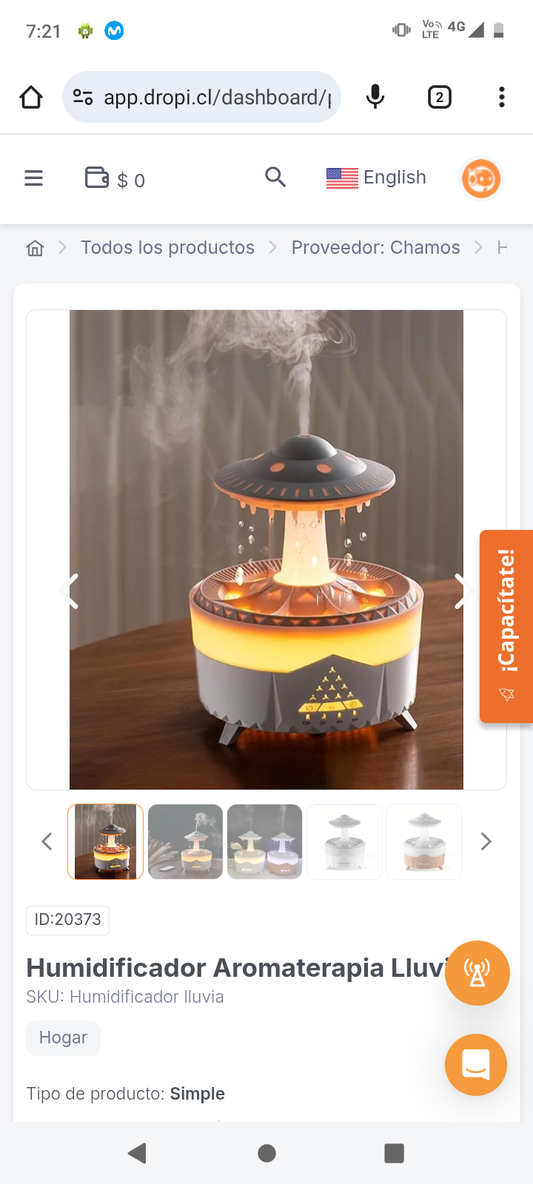 Humidificador Aromaterapia Lluvia