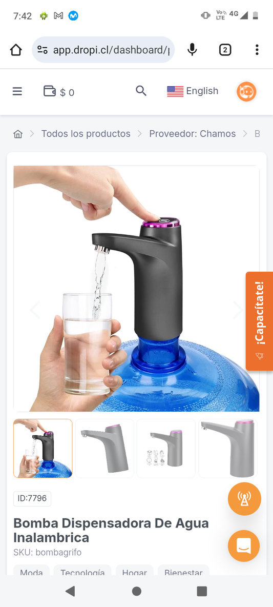 Bomba Dispensadora De Agua Inalambrica