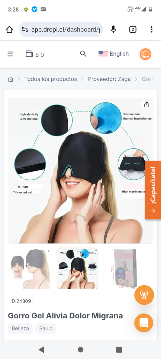 Gorro Gel Alivia Dolor Migrana