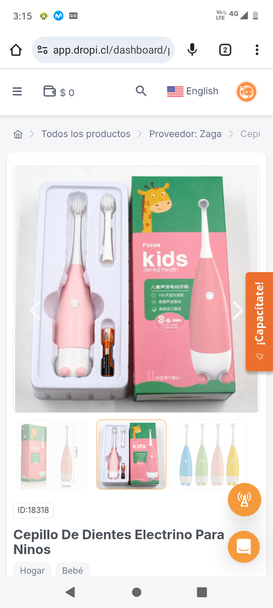 Cepillo De Dientes Electrino Para Ninos